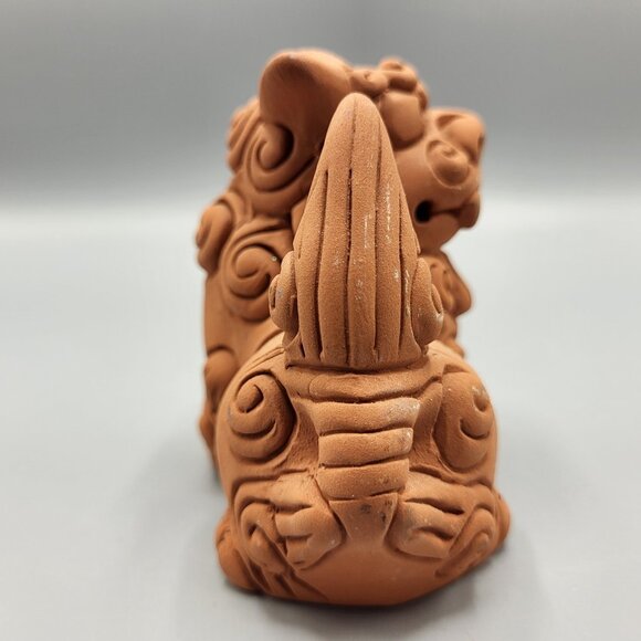 Set of 2 Okinawan Shisa Foo Dog Guardian Lions Figurines Terra Cotta Clay 3.5" - Picture 13 of 16